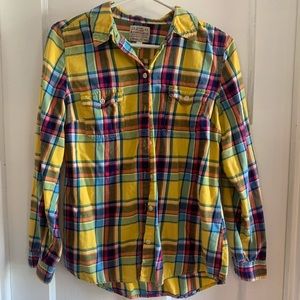 Old navy yellow plaid shirt size medium